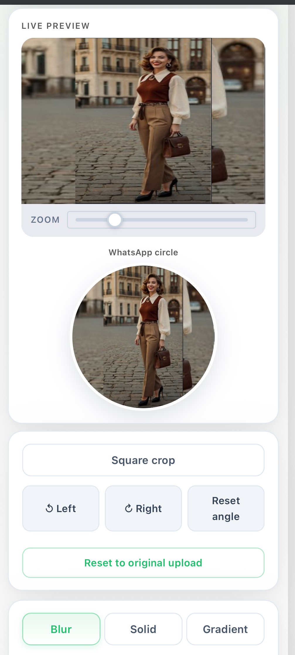 WhatsApp DP Resize 5 Reset to original
