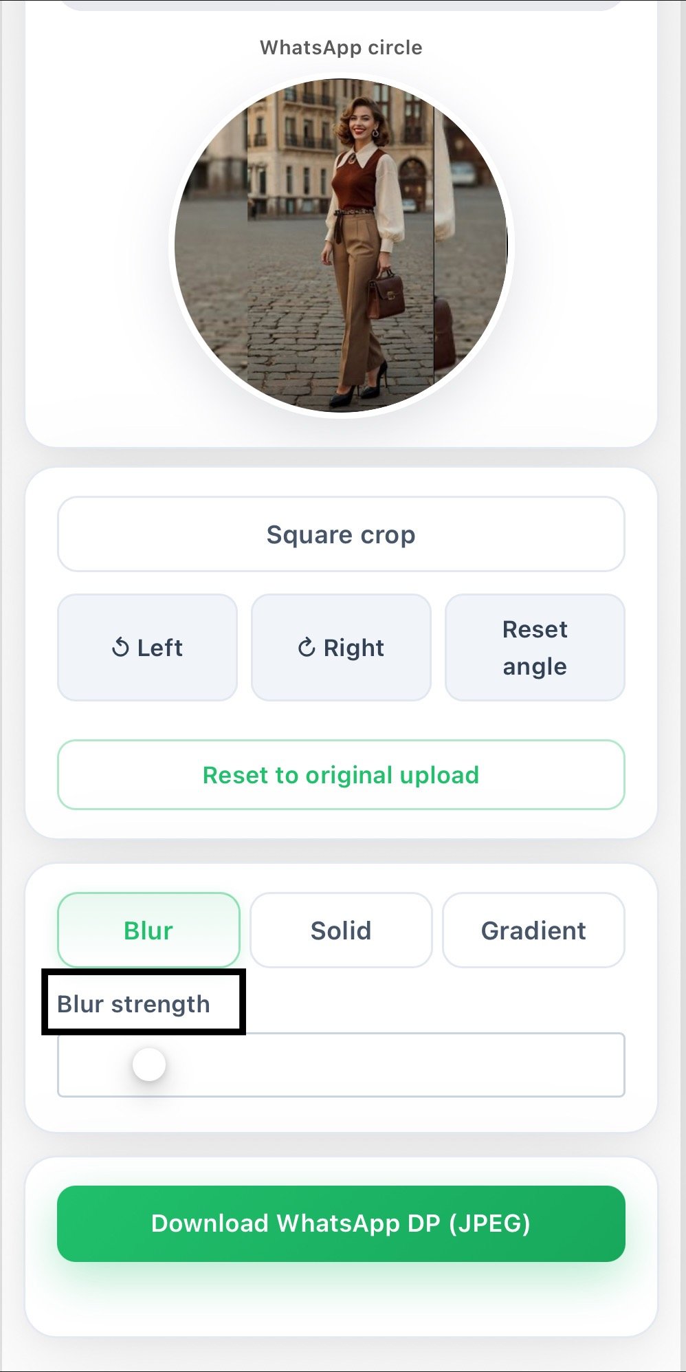 WhatsApp DP Resize 7 Blur strength