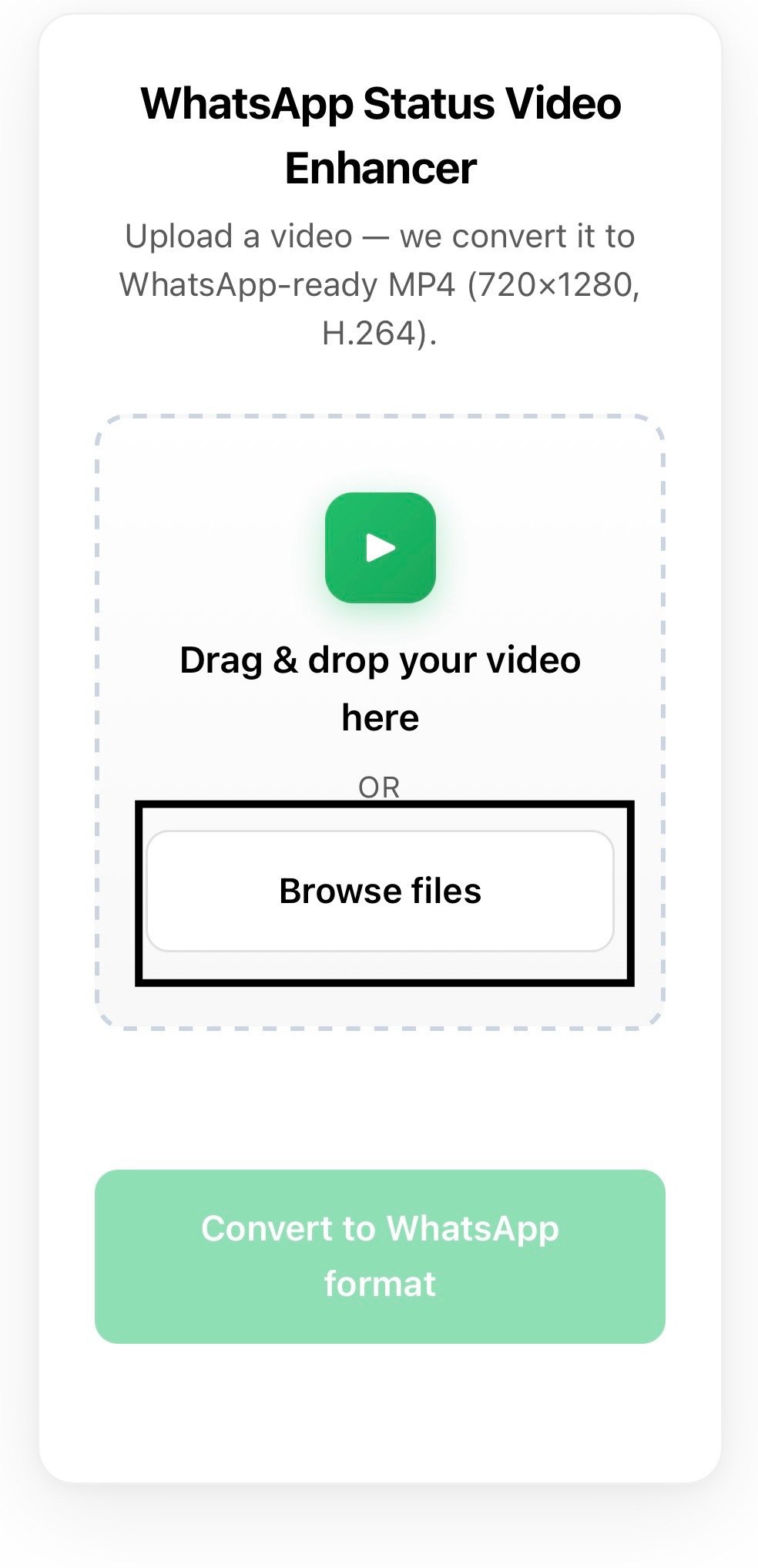Whatsapp Video Enhancer 1 Upload using video enhancer